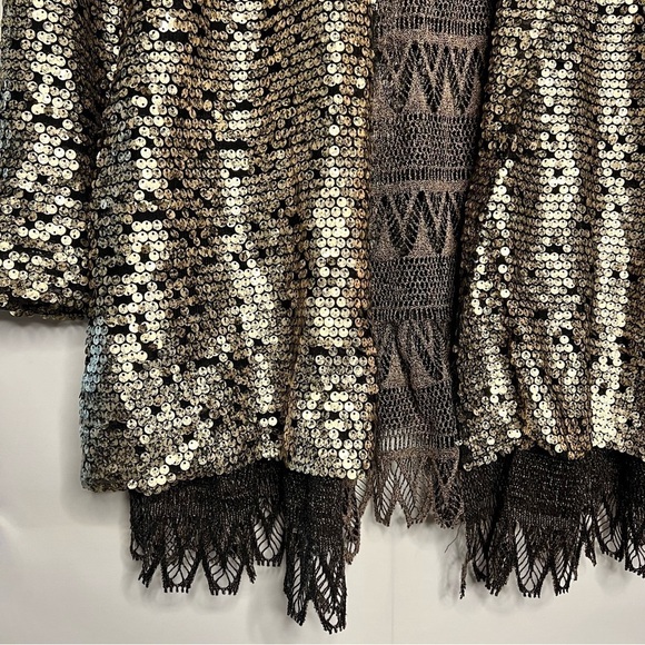 Free People Jacket Tarnished Sequin Stardust Gold XSmall - Picture 7 of 12
